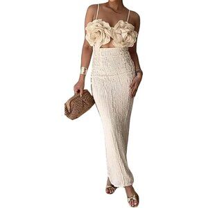 Women's Bodycon Dress 100% Polyester Spaghetti Strap 3D Flowers Party